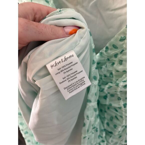 NWT For Love & Lemons Drea Mini Dress In Green Size Medium - Picture 8 of 8